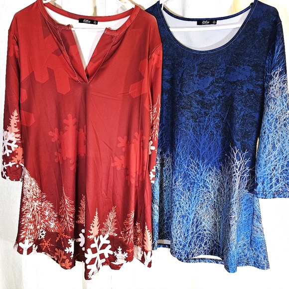 2/$20 Lot 2 Lily Sz L Tunic Tops - Picture 11 of 11